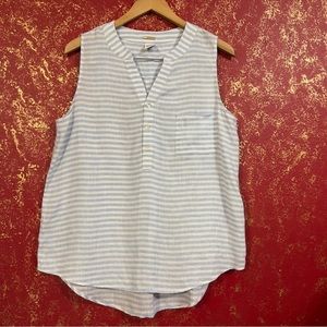 MAGASCHONI SLEEVELESS LINEN STRIPPED TOP BLOUSE SHIRT L